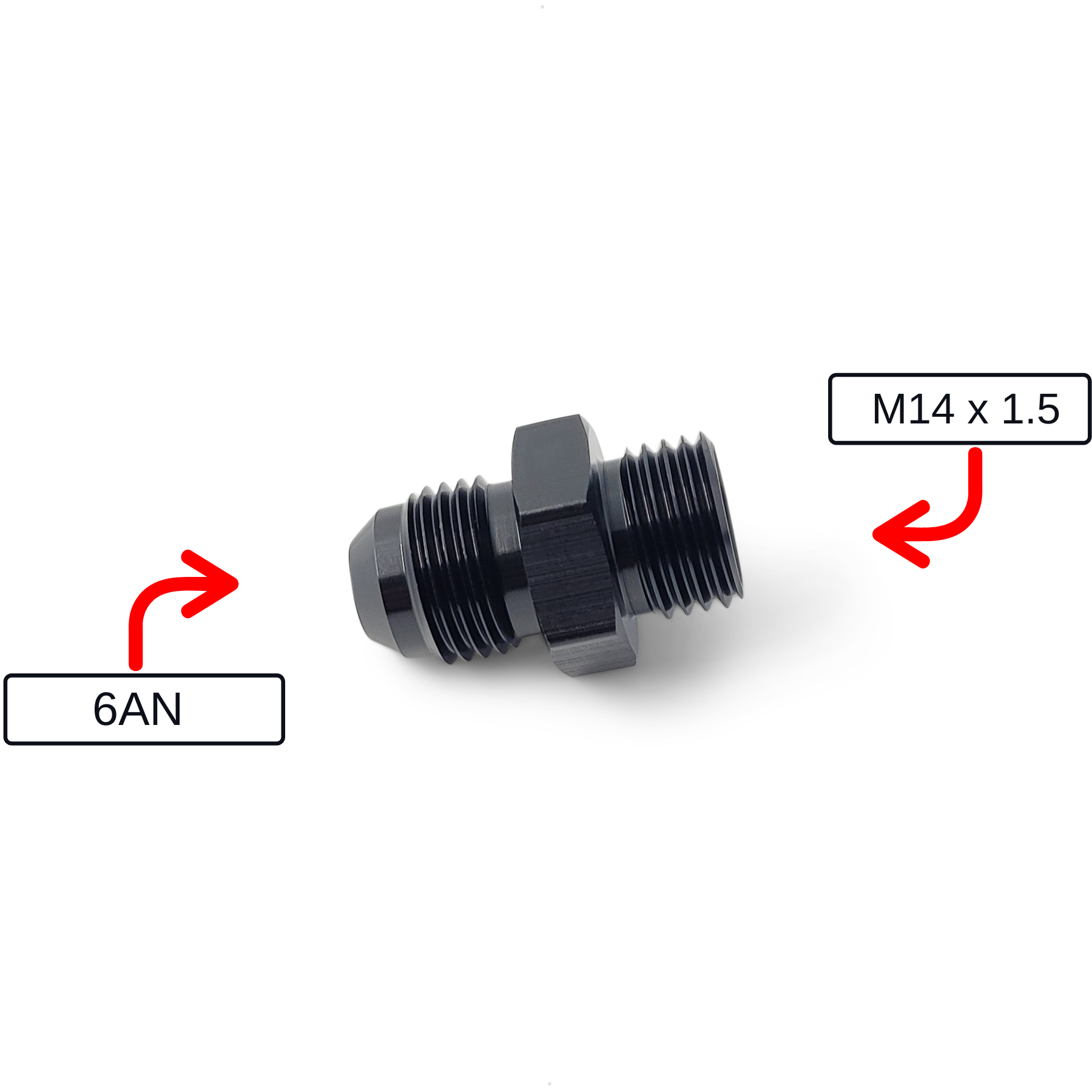 mm Details about   Male 6AN AN6 Flare To M14 x 1.25 Metric Straight Fitting Black 